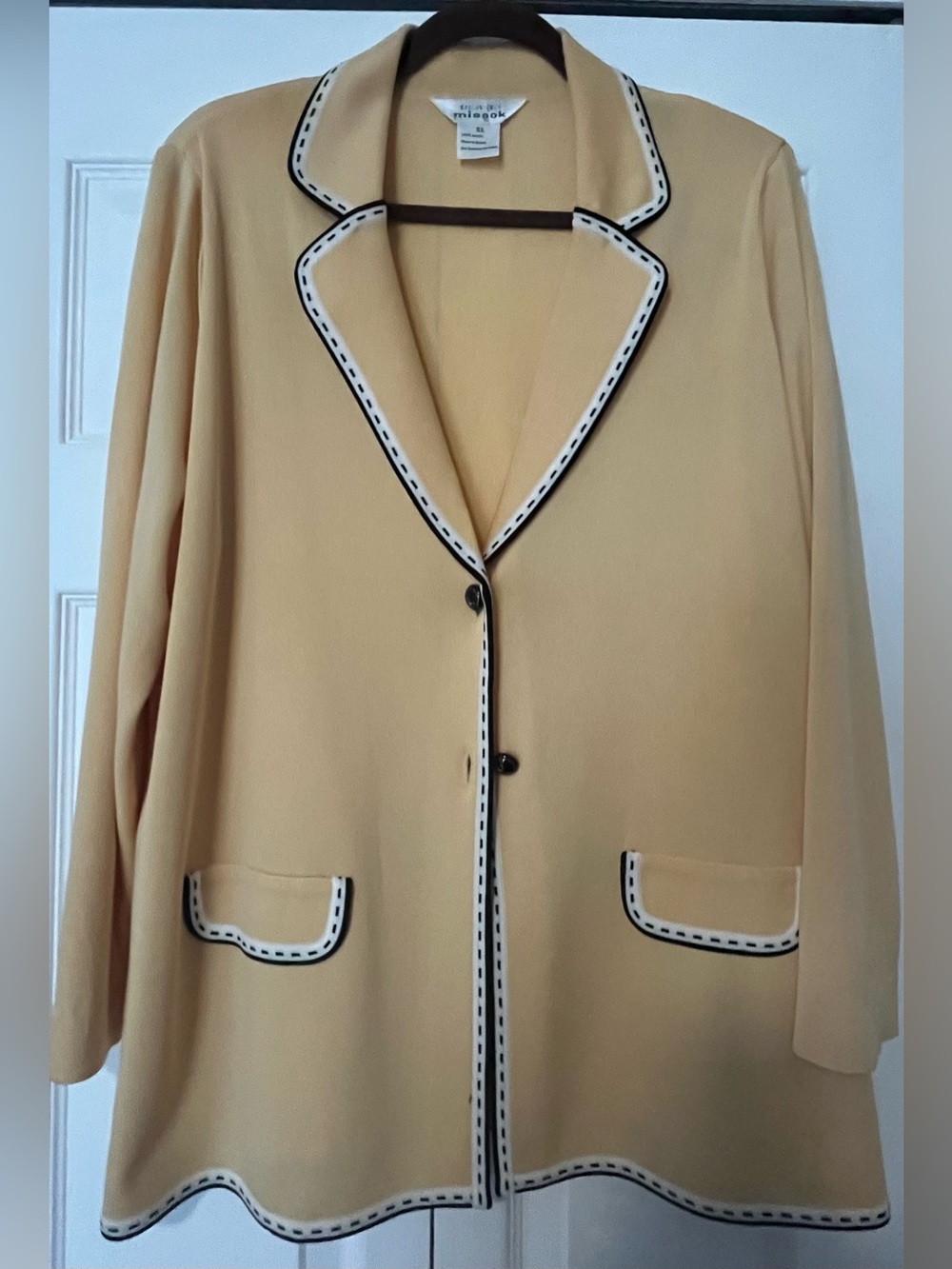 Misook Collection Yellow Blazer with Black-and-White Trim